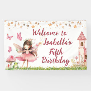 Girls Fairy Tale Castle Frog Mushroom Birthday Banner