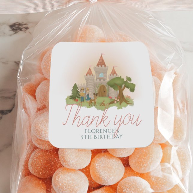 Girls Fairytale Castle Kids Birthday Favor Classic Round Sticker (Creator Uploaded)