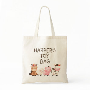Girls Farm Animals Personalized Tote Bag