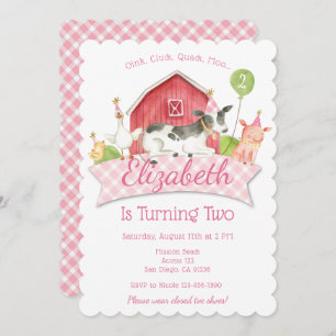 Girls Farm Birthday Party Invitation