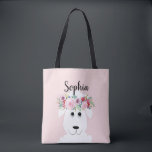 Girls Farm Lamb Whimsical Watercolor Sheep & Name Tote Bag<br><div class="desc">This modern, cute and girly kid's tote bag features a beautiful, hand painted white sheep with a gorgeous wreath of flowers in her hair. This floral watercolor lamb design also features a place for you to add your girl's name in elegant typography. The perfect farm animal design for your little...</div>