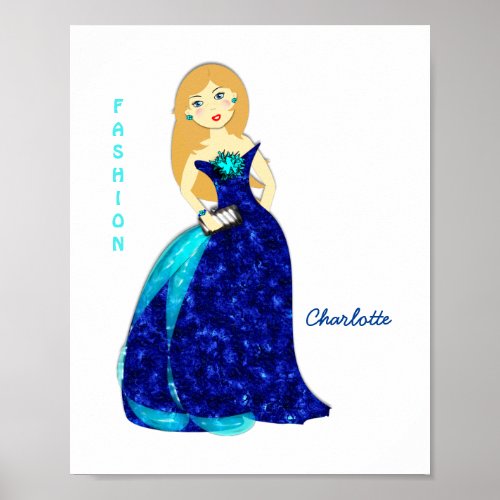 Girls Fashion Fashion Illustration Personalized Poster