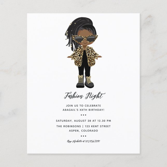Girls Fashion Night Party Invitation Flyer (Front)