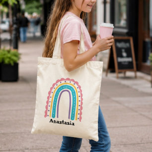 Girls' Fashionable rainbow cartoon Tote Bag