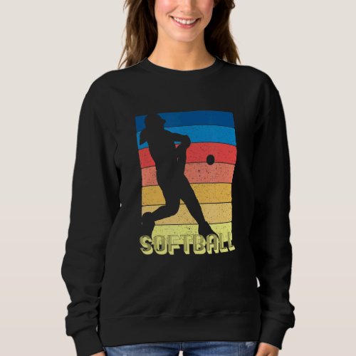 Girls Fastpitch Player 70s 80s Retro Style Womens  Sweatshirt