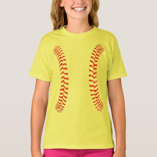 Girls Fastpitch Softball Seams Bright Yellow Shirt