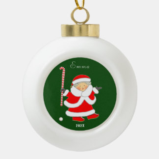 Girls Field Hockey 2026 Ceramic Ball Christmas Ornament