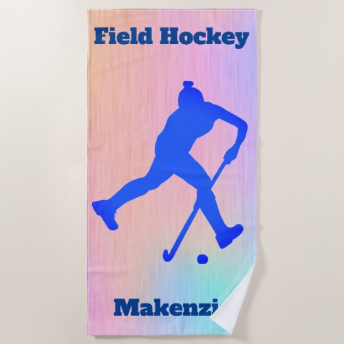 Girls Field Hockey Abstract  Beach Towel
