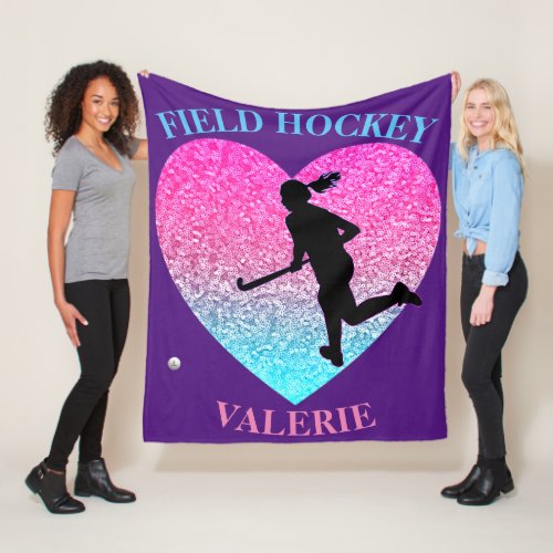 Girls Field Hockey Fleece Blanket