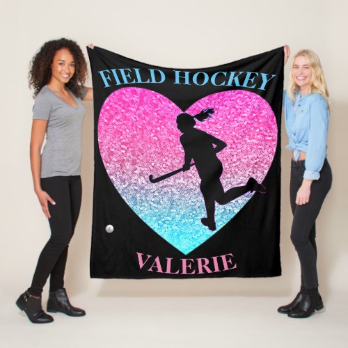 Girls Field Hockey Fleece Blanket