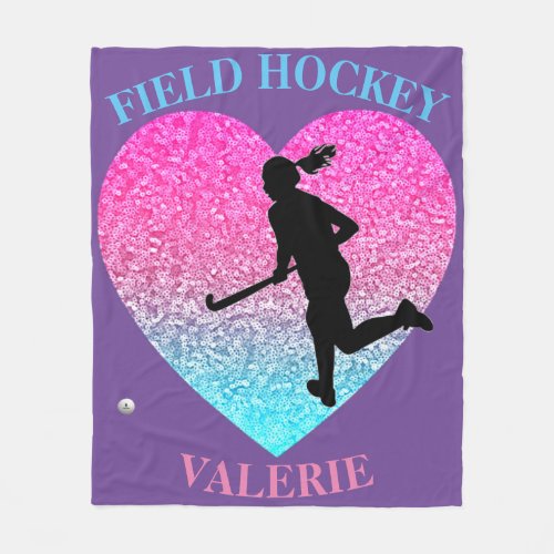 Girls Field Hockey Fleece Blanket