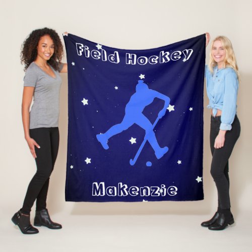 Girls Field Hockey Personalized Fleece Blanket