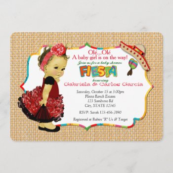 Girls Fiesta Baby Shower Invitations Party 083 by PartyStoreGalore at Zazzle
