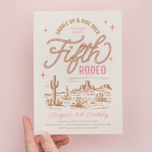 Girls Fifth Rodeo Birthday Invitation