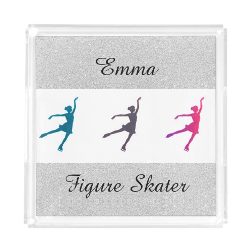 Girls Figure Skater  Ice Skating Personalized Acrylic Tray