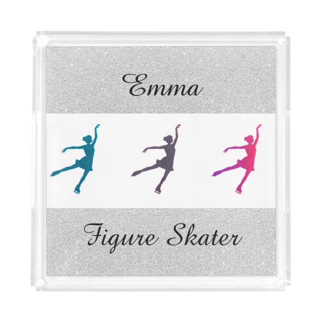 Girls Figure Skater / Ice Skating Personalized Acrylic Tray (Front)