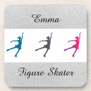 Girls Figure Skater / Ice Skating Personalized Beverage Coaster