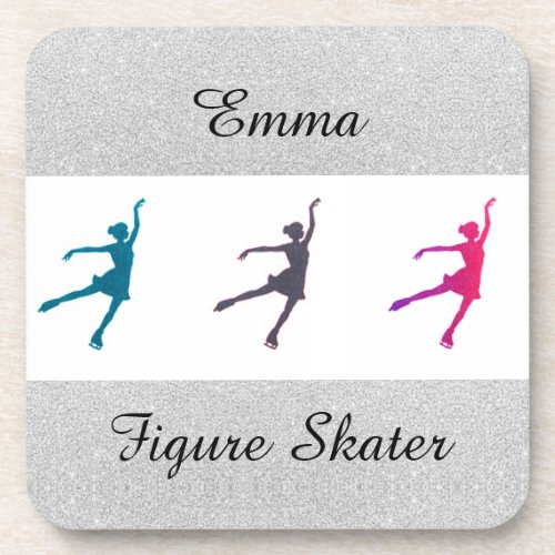 Girls Figure Skater  Ice Skating Personalized Beverage Coaster