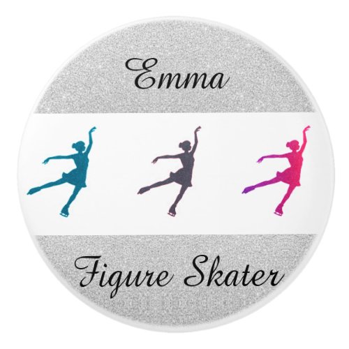 Girls Figure Skater  Ice Skating Personalized Ceramic Knob