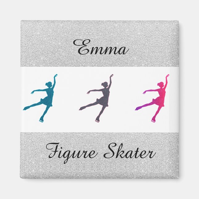 Girls Figure Skater / Ice Skating Personalized Magnet (Front)