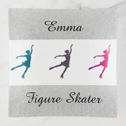 Girls Figure Skater  Ice Skating Personalized Trinket Tray