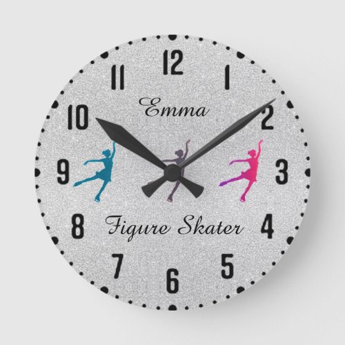 Girls Figure Skater  Ice Skating Round Clock