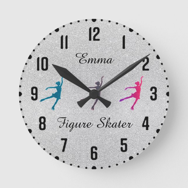 Girls Figure Skater / Ice Skating Round Clock (Front)