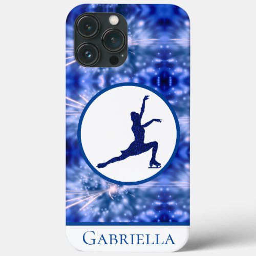 Girls Figure Skating Blue Abstract   iPhone 13 Pro Max Case