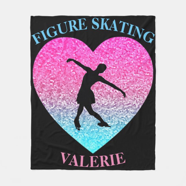 Girls Figure Skating Fleece Blanket w/ Her Name (Front)