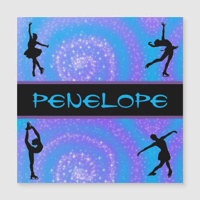 Girls Figure Skating Personalized Magnetic Card (Front)