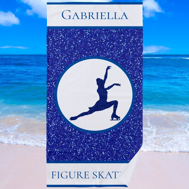 Girls Figure Skating Sparkle Personalized Beach Towel (Creator Uploaded)