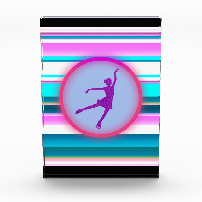 Girls Figure Skating Stripes     Acrylic Award (Front)