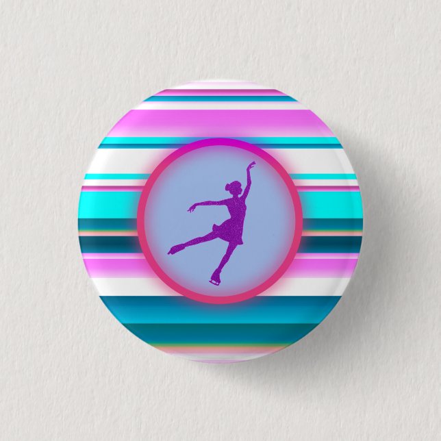 Girls Figure Skating Stripes    Button (Front)
