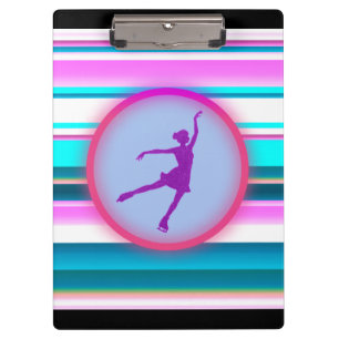 Girls Figure Skating Stripes Clipboard