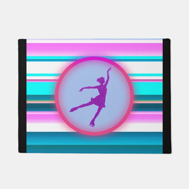 Girls Figure Skating Stripes    Doormat (Front)
