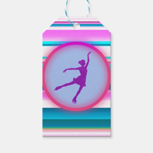 Girls Figure Skating Stripes    Gift Tags