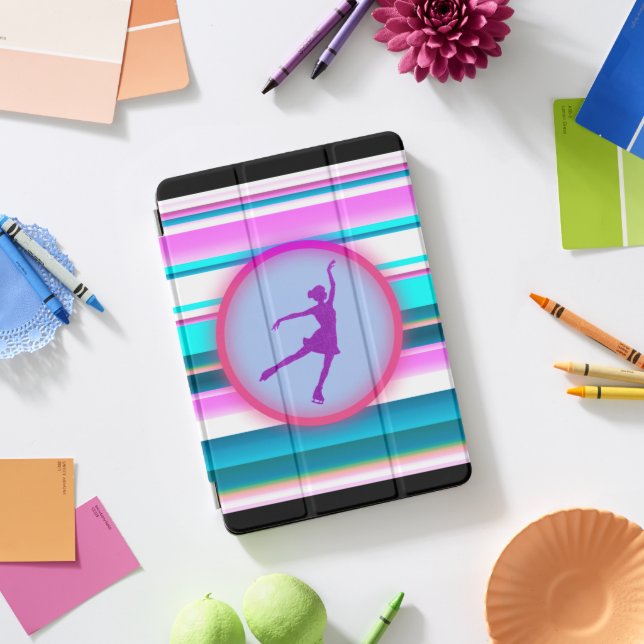 Girls Figure Skating Stripes  iPad Pro Cover (Desk)