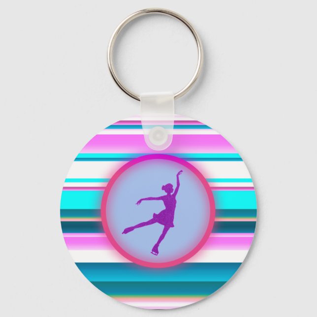 Girls Figure Skating Stripes   Keychain (Front)