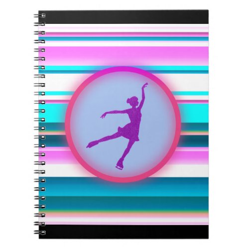 Girls Figure Skating Stripes   Notebook