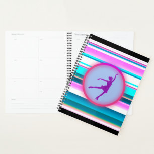 Girls Figure Skating Stripes Planner