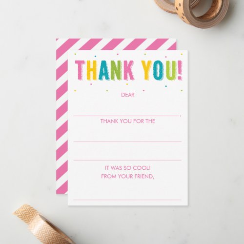 Girls Fill In The Blank Rainbow Thank You Note Card