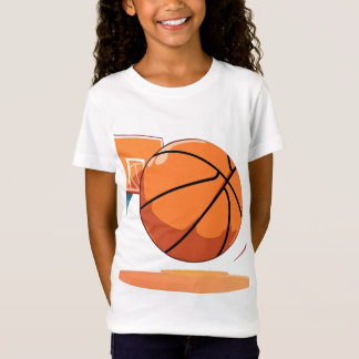 Girls' Fine Jersey T-Shirt  - Big Basketball