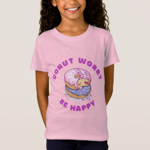 Girls' Fine Jersey T-Shirt Donut Worry Be Happy