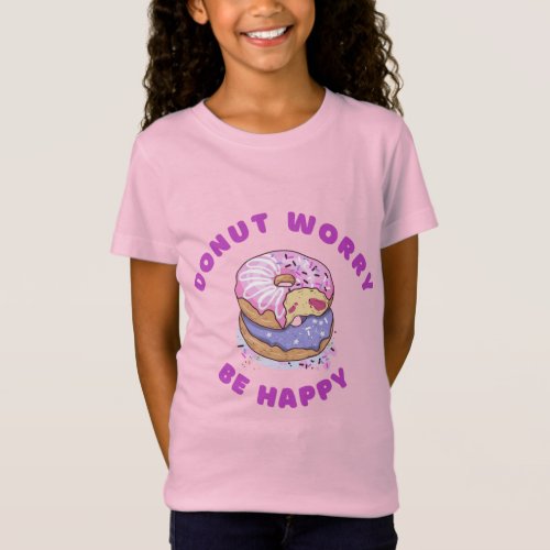 Girls Fine Jersey T_Shirt Donut Worry Be Happy