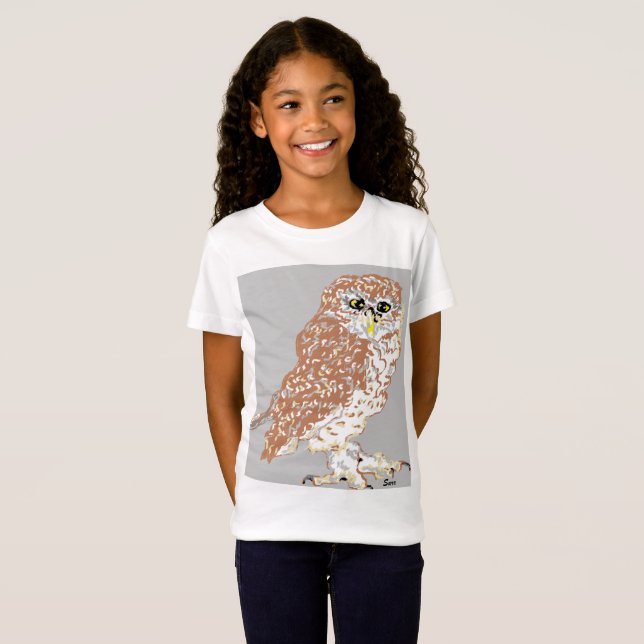Girls' Fine Jersey T-Shirt Spotted Owl (Front Full)