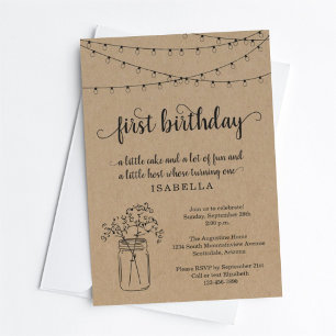 Girls First 1st Birthday Invitation