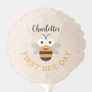 Girl's First Birthday 1st Bee-Day Cute Honeybee Balloon