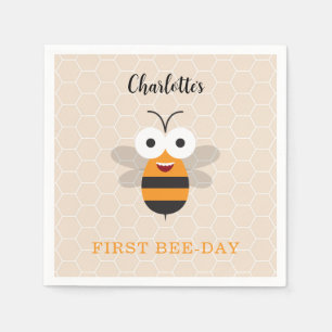 Girl's First Birthday 1st Bee-Day Cute Honeybee Napkins