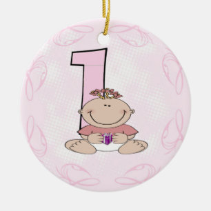 Girl's First Birthday Ceramic Ornament