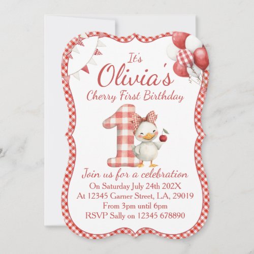 Girls First Birthday Invitation